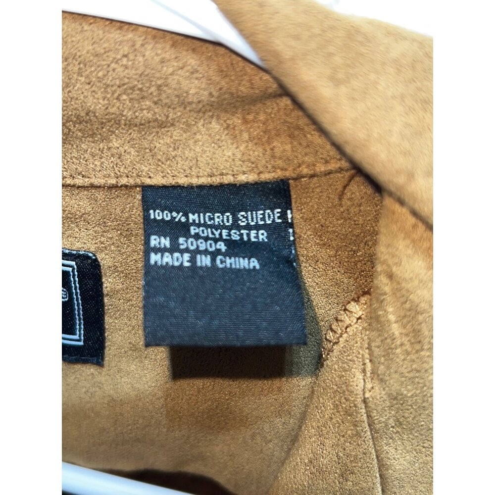 Pronti By Phita Men’s 100% Micro Suede Button-Up Shirt Medium Brown Long Sleeve - Picture 6 of 7